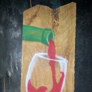 Handmade Wine Art on Upcycled Wood